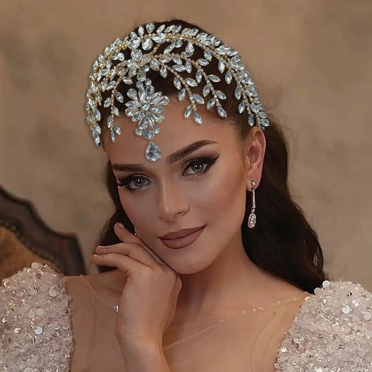 Goddess/Rhinestone Bridal Tiaras And Crowns Queen Diadem Crystal Wedding Headdress Bride Forehead Hairbands Bride Tiara Jewelry CosmicBlueprint7