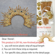 DIY Kit  Zip Tie Goddess Halo Crown Headpiece Gold Sunburst Celestial Pregnancy Maternity Headpiece Tiara - CosmicBlueprint7