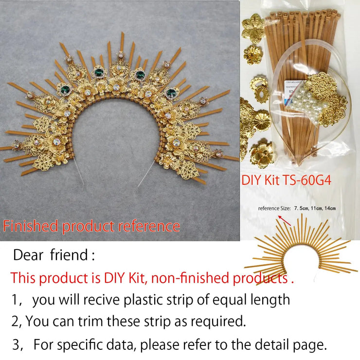 DIY Kit  Zip Tie Goddess Halo Crown Headpiece Gold Sunburst Celestial Pregnancy Maternity Headpiece Tiara - CosmicBlueprint7