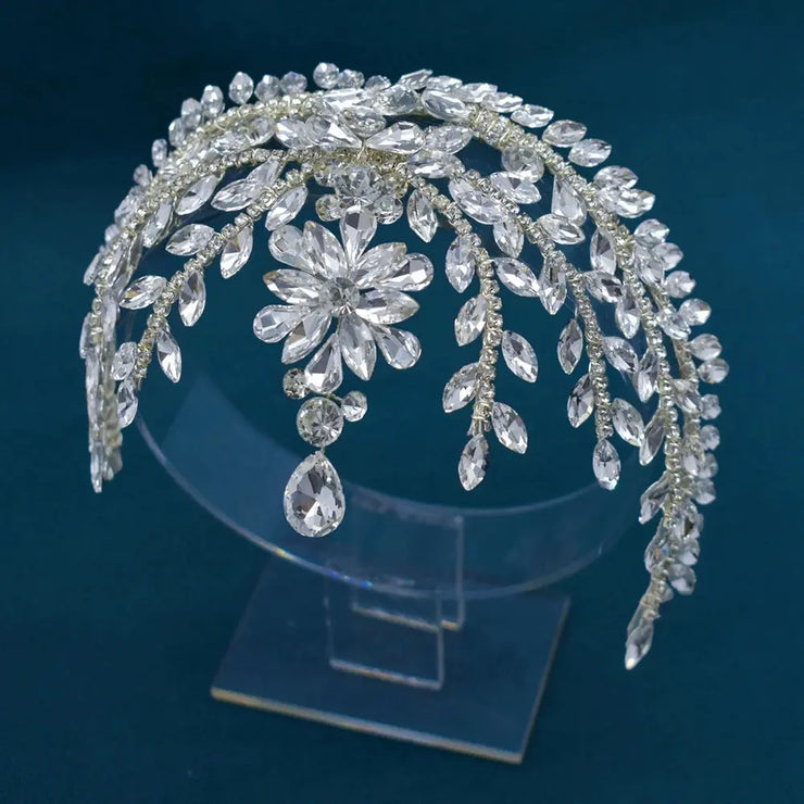 Goddess/Rhinestone Bridal Tiaras And Crowns Queen Diadem Crystal Wedding Headdress Bride Forehead Hairbands Bride Tiara Jewelry - CosmicBlueprint7