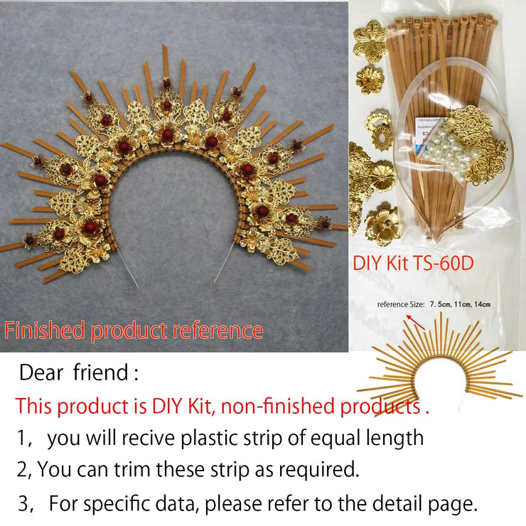 DIY Kit  Zip Tie Goddess Halo Crown Headpiece Gold Sunburst Celestial Pregnancy Maternity Headpiece Tiara - CosmicBlueprint7