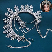 Goddess/Rhinestone Bridal Tiaras And Crowns Queen Diadem Crystal Wedding Headdress Bride Forehead Hairbands Bride Tiara Jewelry - CosmicBlueprint7