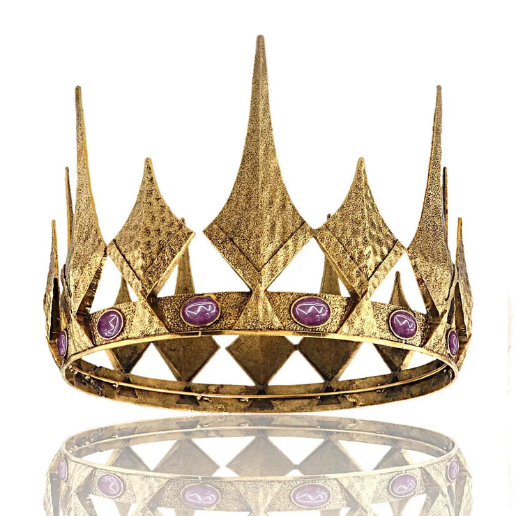Big  Round Metal Crown With Imitation Gem Royal Ball Party Tiara CosmicBlueprint7