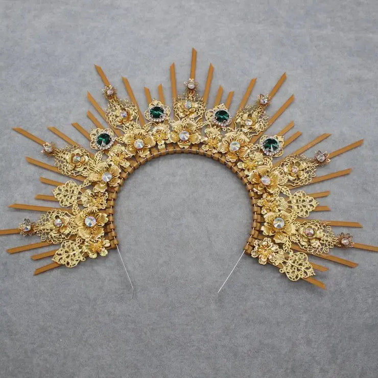 DIY Kit  Zip Tie Goddess Halo Crown Headpiece Gold Sunburst Celestial Pregnancy Maternity Headpiece Tiara - CosmicBlueprint7