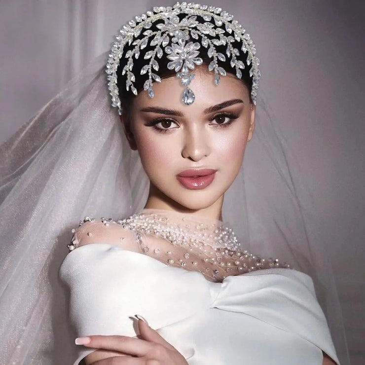 Goddess/Rhinestone Bridal Tiaras And Crowns Queen Diadem Crystal Wedding Headdress Bride Forehead Hairbands Bride Tiara Jewelry CosmicBlueprint7