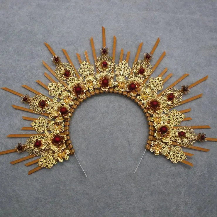 DIY Kit  Zip Tie Goddess Halo Crown Headpiece Gold Sunburst Celestial Pregnancy Maternity Headpiece Tiara - CosmicBlueprint7