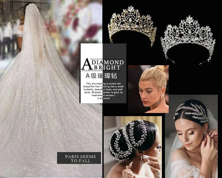 Goddess/Rhinestone Bridal Tiaras And Crowns Queen Diadem Crystal Wedding Headdress Bride Forehead Hairbands Bride Tiara Jewelry CosmicBlueprint7