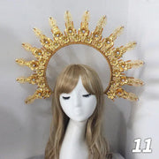 Gold Sun Crown Headband Sun Godmother's Crown Tiara Virgin Mary Gothic Fairy Goddess Hair Accessories DIY Tiara Making Material CosmicBlueprint7