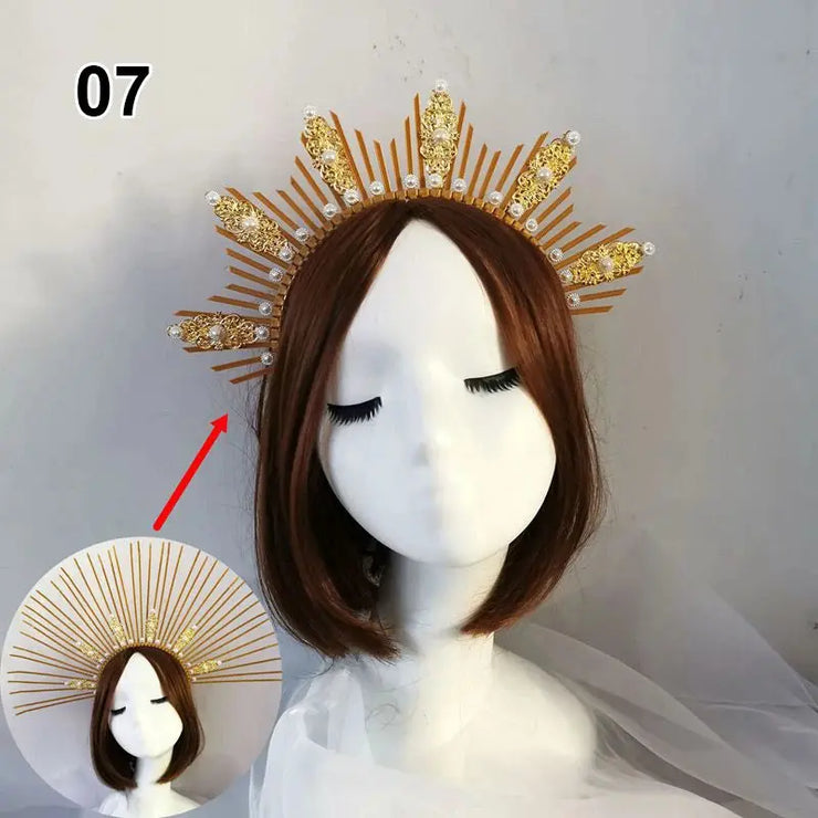 Baroque Style Diy Lolita Crown Material Church Sun Goddess Crown Virgin Mary Lolita DIY Tiara Crown Making Kit Hair Accessories CosmicBlueprint7