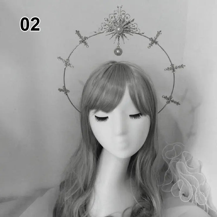 Baroque Style Diy Lolita Crown Material Church Sun Goddess Crown Virgin Mary Lolita DIY Tiara Crown Making Kit Hair Accessories CosmicBlueprint7