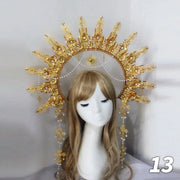 Gold Sun Crown Headband Sun Godmother's Crown Tiara Virgin Mary Gothic Fairy Goddess Hair Accessories DIY Tiara Making Material CosmicBlueprint7