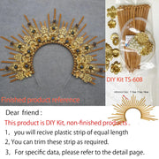 DIY Kit  Zip Tie Goddess Halo Crown Headpiece Gold Sunburst Celestial Pregnancy Maternity Headpiece Tiara - CosmicBlueprint7