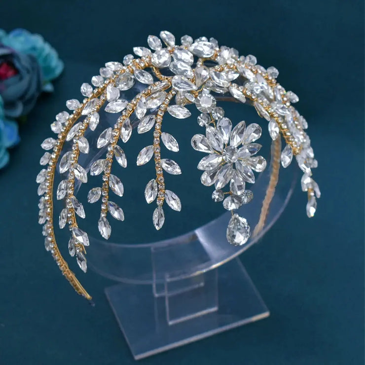 Goddess/Rhinestone Bridal Tiaras And Crowns Queen Diadem Crystal Wedding Headdress Bride Forehead Hairbands Bride Tiara Jewelry CosmicBlueprint7