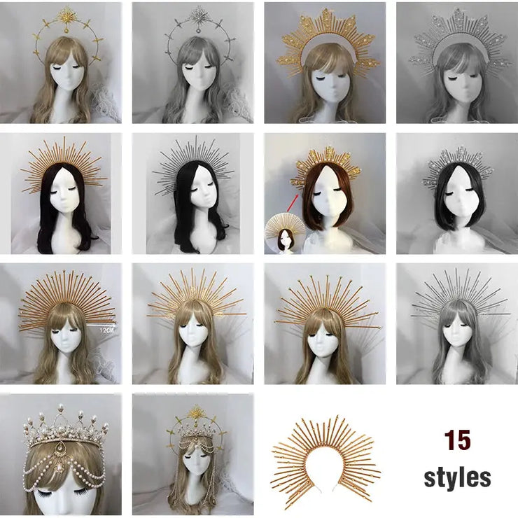 Baroque Style Diy Lolita Crown Material Church Sun Goddess Crown Virgin Mary Lolita DIY Tiara Crown Making Kit Hair Accessories CosmicBlueprint7