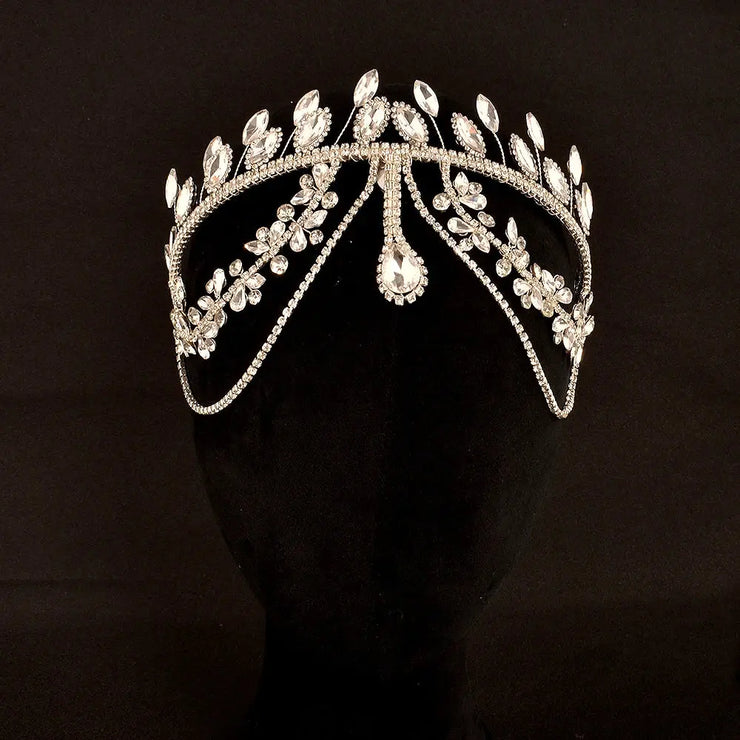 Goddess/Rhinestone Bridal Tiaras And Crowns Queen Diadem Crystal Wedding Headdress Bride Forehead Hairbands Bride Tiara Jewelry - CosmicBlueprint7