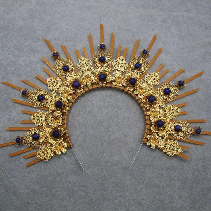 DIY Kit  Zip Tie Goddess Halo Crown Headpiece Gold Sunburst Celestial Pregnancy Maternity Headpiece Tiara - CosmicBlueprint7
