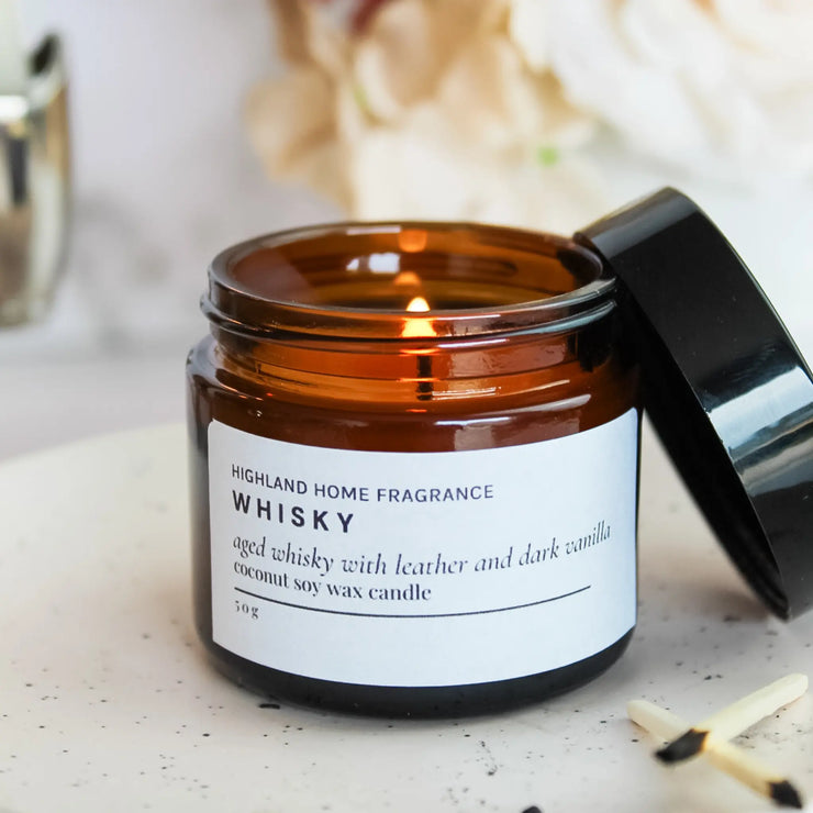 Whisky | Whisky & Leather | 50g Mini Travel Soy Candle Highland Home Fragrance