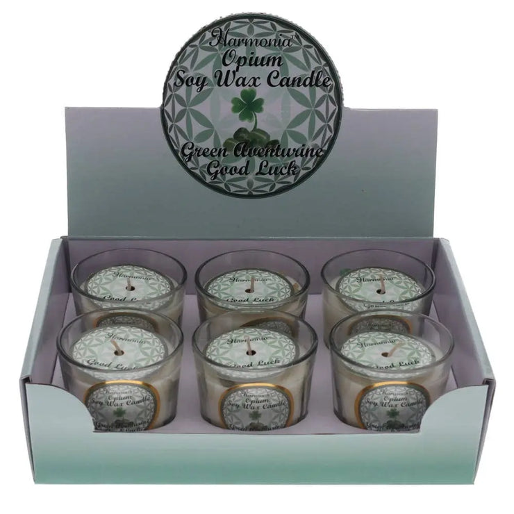 Crystal Votive Soy Candle - Good Luck Green Aventurine Opium WONDER IMPORTS AUSTRALIA