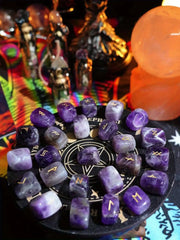 Crystal runes set with 25 natural stones