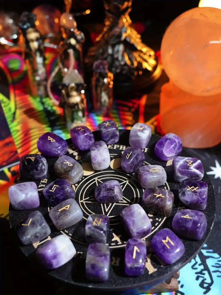 Crystal runes set with 25 natural stones