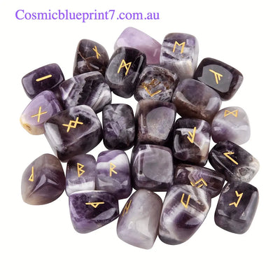 25pcs natural stone crystal runes set
