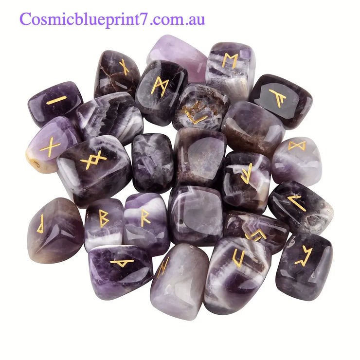 25pcs natural stone crystal runes set