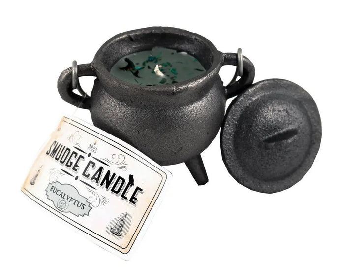 Smudge Candle - Cast Iron Cauldron Eucalyptus 10cm WONDER IMPORTS AUSTRALIA
