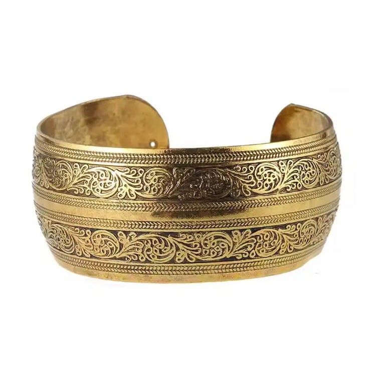 Tibetan Bronze Metal Carving Flower Elephant Cuff Bracelets& Bangles For Women Jewelry Gift - CosmicBlueprint7